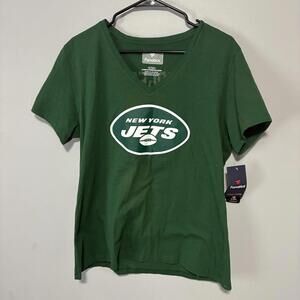 Fanatics Womans T Shirt Top NFL New York Jets L Rodgers #8 Short Sleeve V Neck